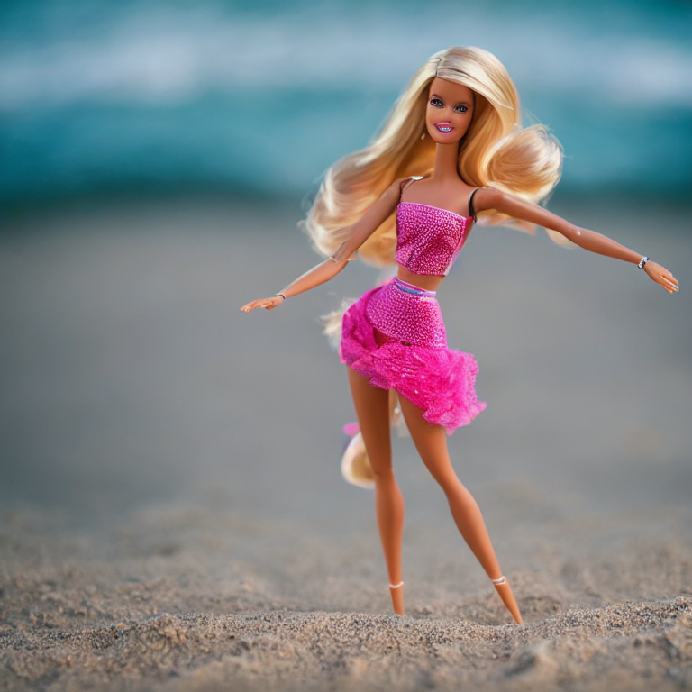 barbie is dancing in the beach