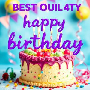 Positive Prompt: A vibrant birthday cake advertising poster, featuring a beautifully decorated cake with candles, surrounded by festive decorations, with colorful purple words saying "happy birthday" prominently displayed, masterpiece, best quality, 4k, graphic design style, vivid colors, eye-catching layout, detailed text, celebratory atmosphere.