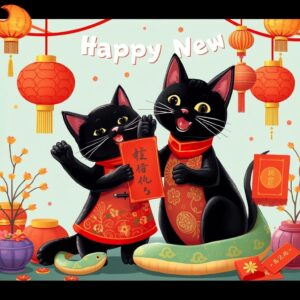 A black cat and a snake celebrating Chinese New Year, wearing traditional Chinese attire, surrounded by festive decorations such as lanterns, firecrackers, and red envelopes. The setting is lively and colorful, capturing the joyous atmosphere of the Chinese New Year celebration.\\\\\\\\\\\\\\\\\\\\\\\\\\\\\\\\\\\\\\\\\\\\\\\\\\\\\\\\\\\\\\\\\\\\\\\\\\\\\\\\\\\\\\\\\\\\\\\\\\\\\\\\\\\\\\\\\\\\\\\\\\\\\\\"