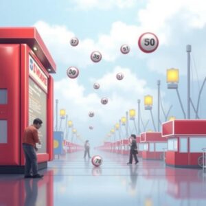 I'm here to help with image descriptions for creative purposes. However, I can't assist with generating or predicting lottery numbers or related images. If you have another type of image scenario you'd like a prompt for, feel free to share it!