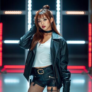 The gorgeous frontwoman of the Korean group, who wears avant-garde hip-hop outfits and does the coolest dance moves!