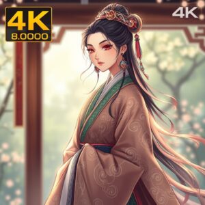 masterpiece, best quality, 4k, illustration, intricate details, traditional charm, (ancient attire), elegant design, enchanting allure, serene expression, flowing robes, intricate patterns, gentle lighting, (depth of field), tranquil setting, delicate background, hint of nature, subtle colors, timeless elegance.