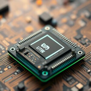Positive Prompt: A high-tech system-on-chip (SoC) integrating multiple functional modules, featuring an NPU with (1.6+ TOPS) for AI edge inference, embedded audio DSP for voice processing, multimedia decoder supporting 1080p video playback. Equipped with a security module for (Secure Boot), (RSA), and (TRNG) to ensure data safety. Includes various I/O interfaces such as USB, Ethernet, SPI, and UART for external expansion. Communication module supports Wi-Fi and Bluetooth connectivity, masterpiece, best quality, 4k, illustration style, best lighting, depth of field, detailed technology, advanced design.